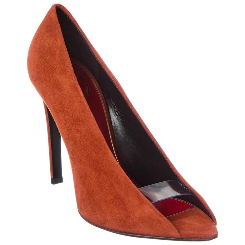 Valentino Open Toe 105 Suede Pump, Red